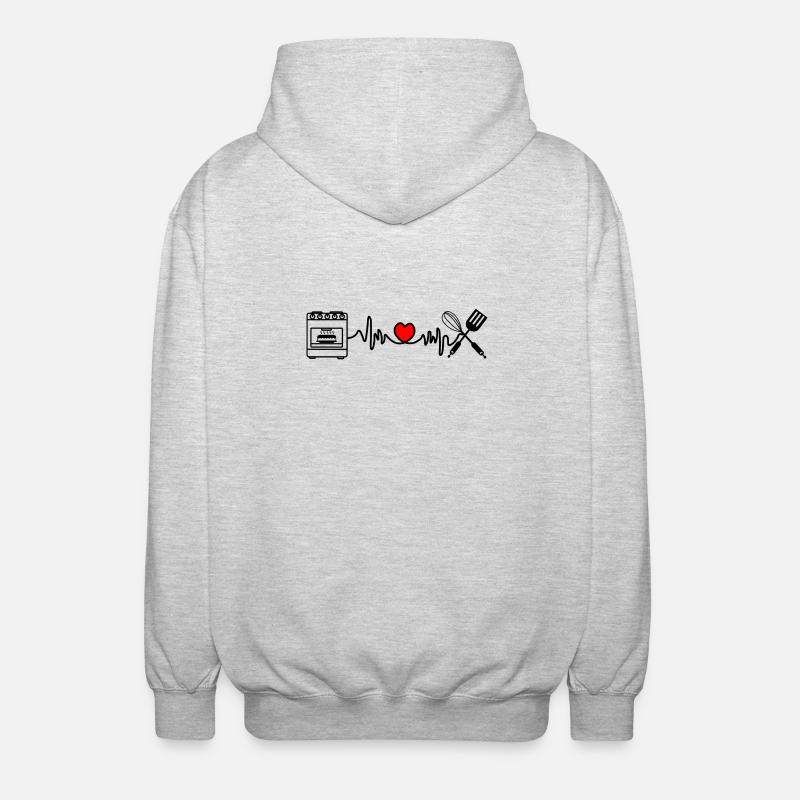 Cardio Herzfrequenz Küche 4 - Unisex Kapuzenjacke - Hellgrau meliert