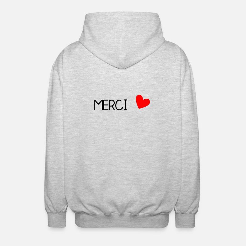 MERCI. MAÎTRESSE. MAÎTRE. MERCI MAÎTRESSE - Veste à capuche unisexe - gris clair chiné