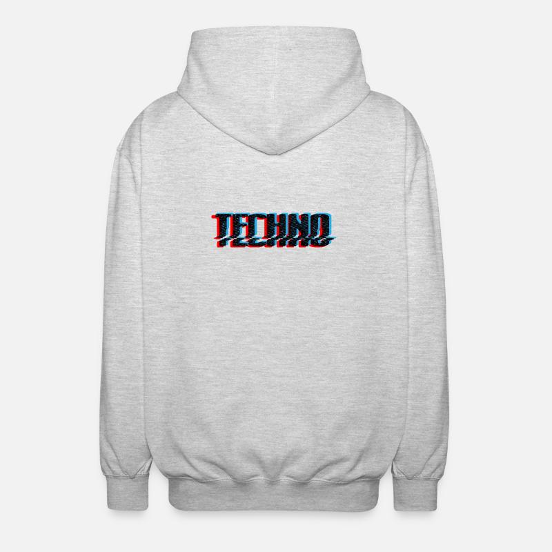 Techno Blue Neon Overprint Typography - Unisex Hooded Jacket - light heather grey