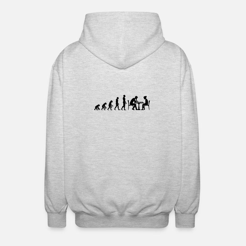 EVOLUTION TO CHESS MASTER – MATE! CHESSLOVER - Unisex Hooded Jacket - light heather grey