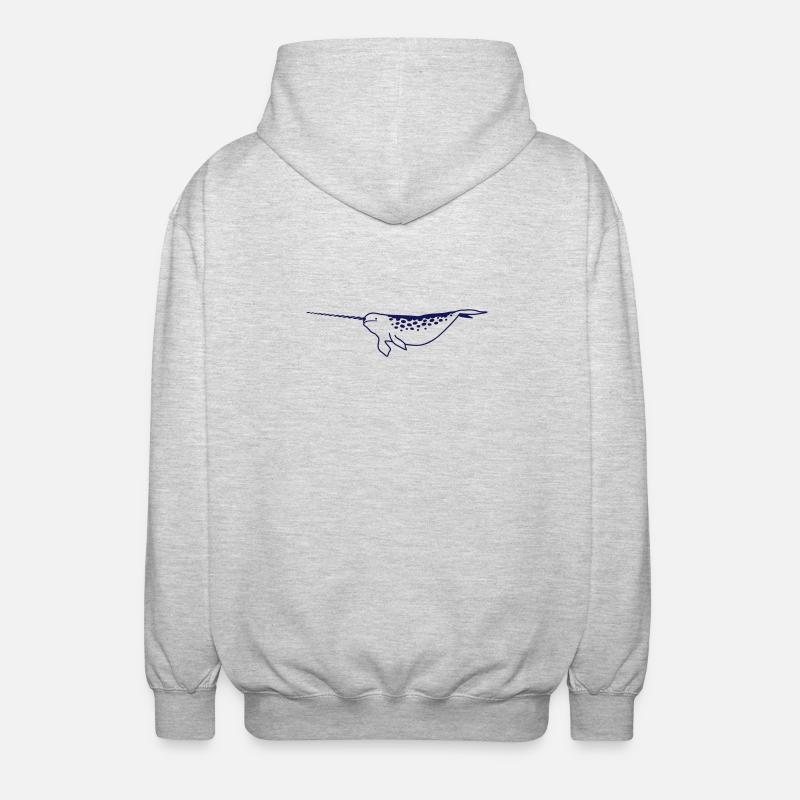 Narwal Meeres-Einhorn Design - Unisex Kapuzenjacke - Hellgrau meliert