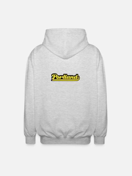 Retro Portland Oregon lettering - Unisex Hooded Jacket - light heather grey