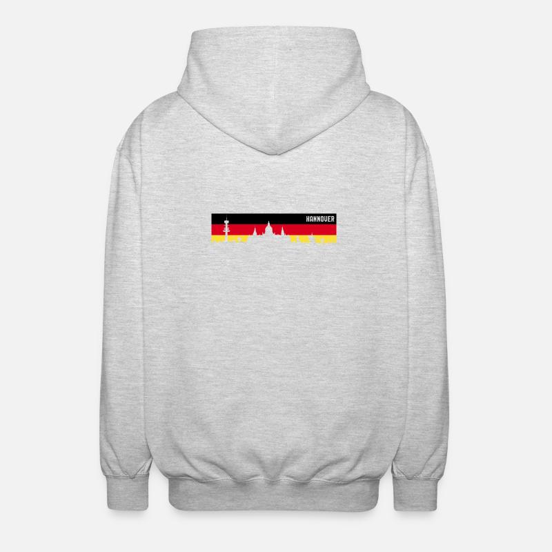 Hanovre Allemagne Drapeau Basse-Saxe Skyline - Veste à capuche unisexe - gris clair chiné