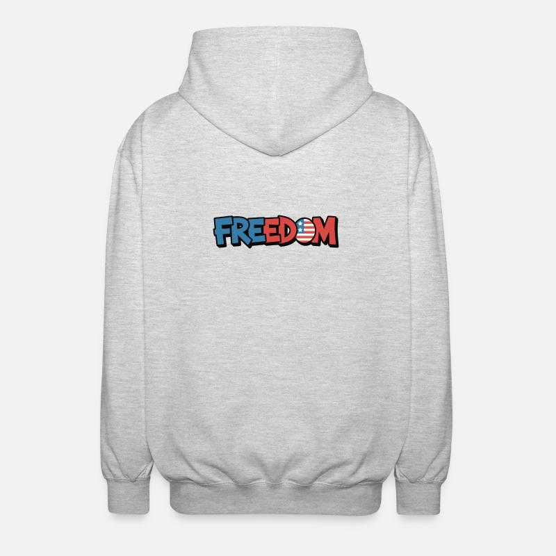 Freedom Typography Statement Design - Unisex Hooded Jacket - light heather grey