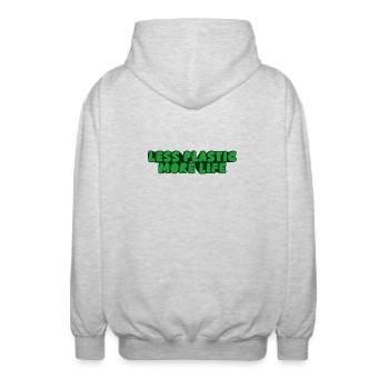weniger Plastik, mehr Lebensdauer - Unisex Kapuzenjacke - Hellgrau meliert - Hinten - AI Model Male 185 light (185cm)