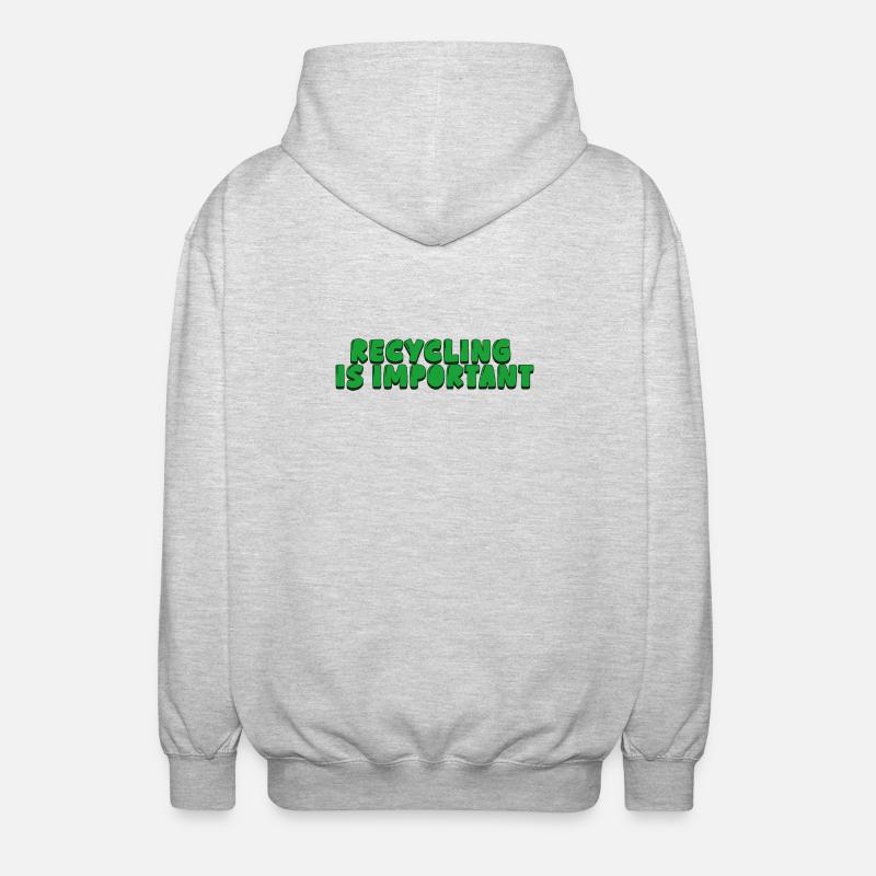 Recycling is important - Unisex Kapuzenjacke - Hellgrau meliert