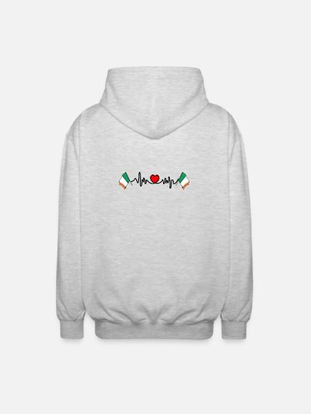 Herzfrequenz-Cardio für Irland - Unisex Kapuzenjacke - Hellgrau meliert
