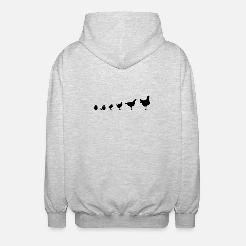Instantané Famille de poussins, Poulet, Évolution, - Veste à capuche unisexe - gris clair chiné