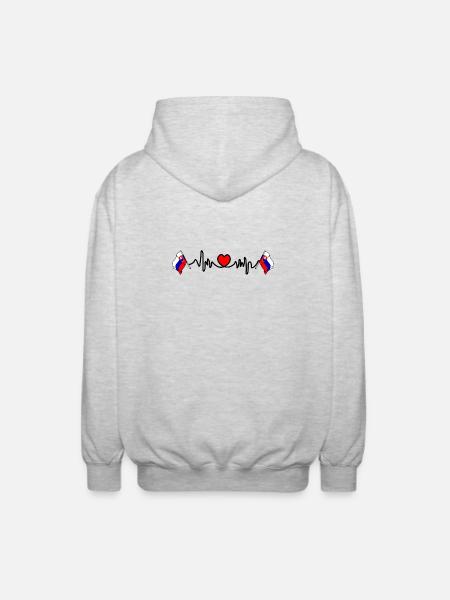 Herzfrequenz-Cardio für die Slowakei - Unisex Kapuzenjacke - Hellgrau meliert