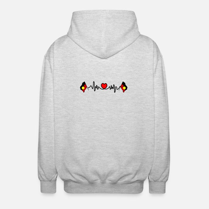 Herzfrequenz-Cardio für Aborigines - Unisex Kapuzenjacke - Hellgrau meliert