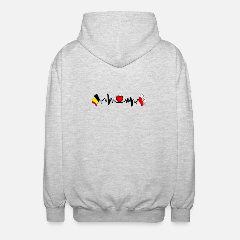 Cardio heart Drapeau Belgique, drapeau Pologne - Veste à capuche unisexe - gris clair chiné