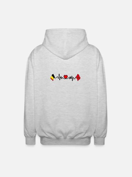 Cardio heart Drapeau Belgique, drapeau Maroc - Veste à capuche unisexe - gris clair chiné