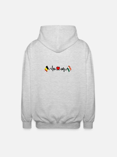 Cardio heart Flag Belgium, flag India - Unisex Hooded Jacket - light heather grey