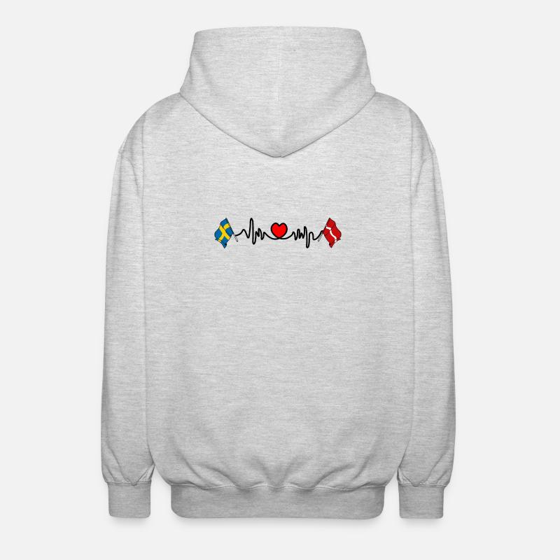 Cardio heart Drapeau Suède, drapeau Lettonie - Veste à capuche unisexe - gris clair chiné