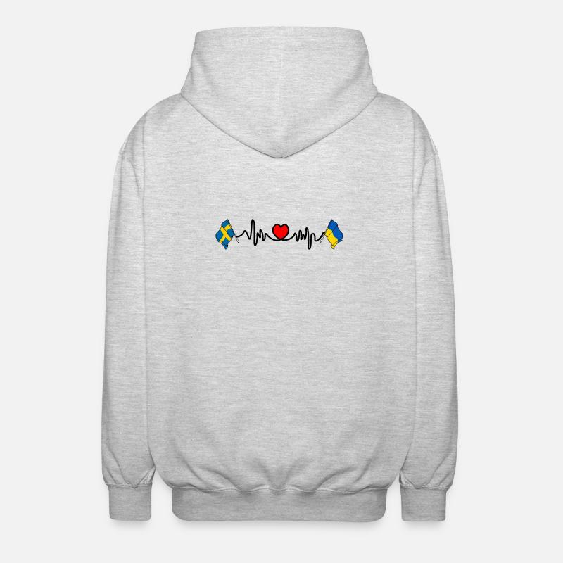 Cardio heart Drapeau Suède, drapeau Ukraine - Veste à capuche unisexe - gris clair chiné