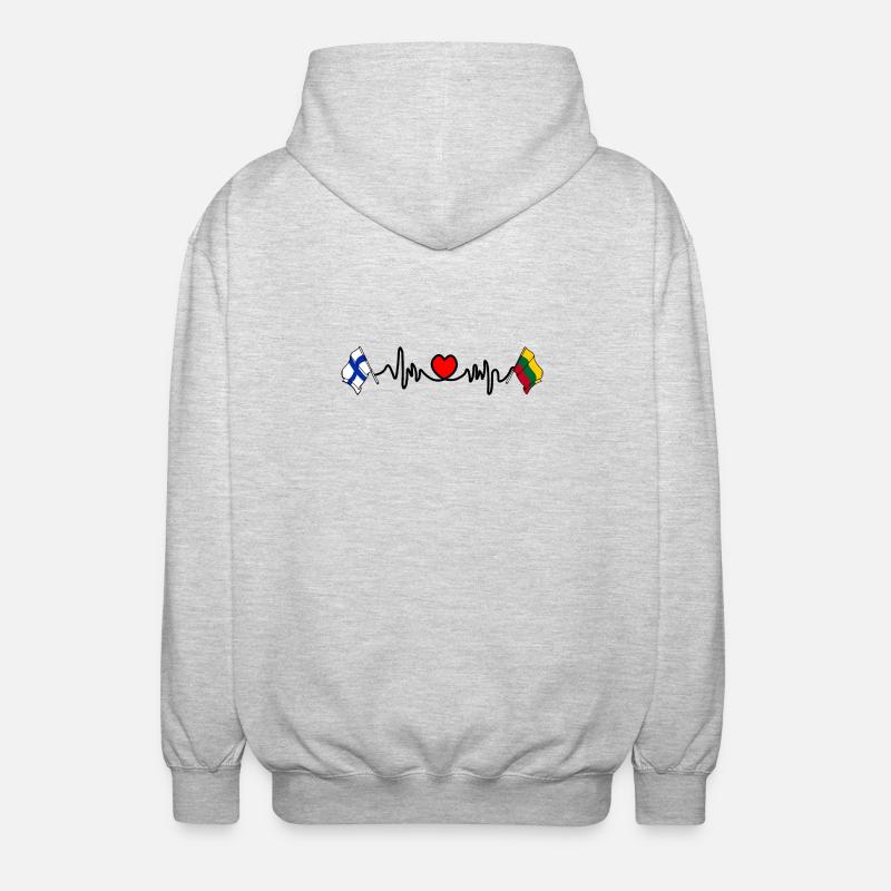 Cardio heart Drapeau Finlande, drapeau Lituanie - Veste à capuche unisexe - gris clair chiné