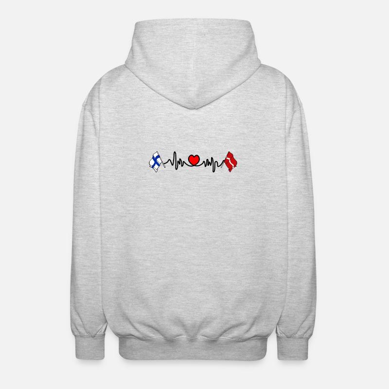 Cardio heart Drapeau Finlande, drapeau Lettonie - Veste à capuche unisexe - gris clair chiné
