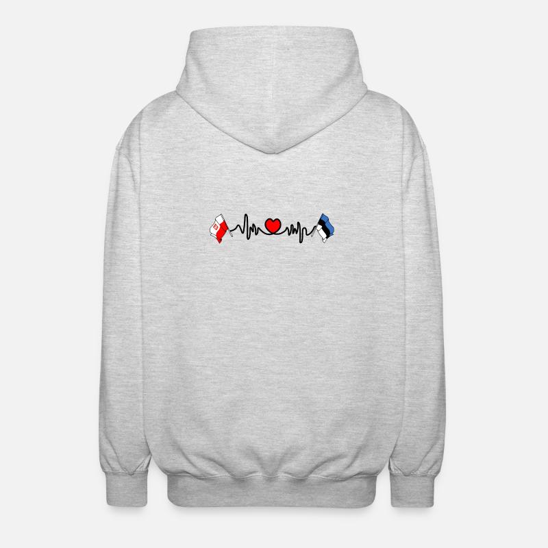 Cardio cardiaque Drapeau Pologne, Estonie - Veste à capuche unisexe - gris clair chiné
