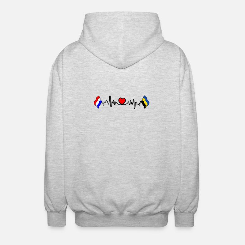 Cardio coeur Drapeau Pays-Bas, drapeau Gueldre - Veste à capuche unisexe - gris clair chiné