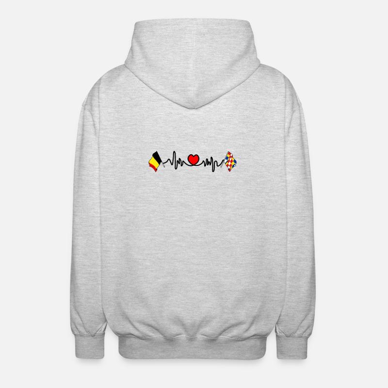 Coeur cardio avec drapeau Belgique, Anvers - Veste à capuche unisexe - gris clair chiné