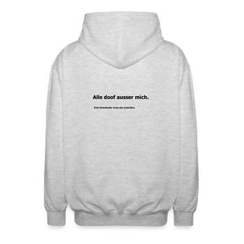 Democracy - Unisex Hooded Jacket - light heather grey - Back - AI Model Male 185 light (185cm)