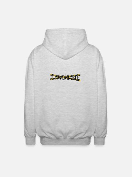 Untragbar – Statement-Design mit Warnband - Unisex Kapuzenjacke - Hellgrau meliert
