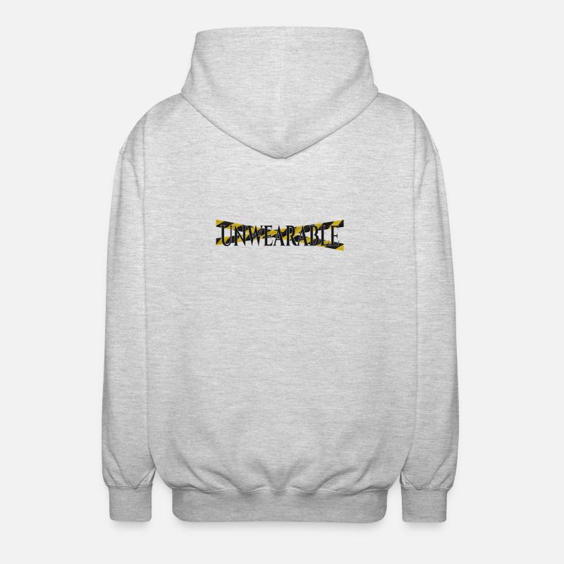 Unwearable – Statement Design with Warning Tape - Unisex Hooded Jacket - light heather grey