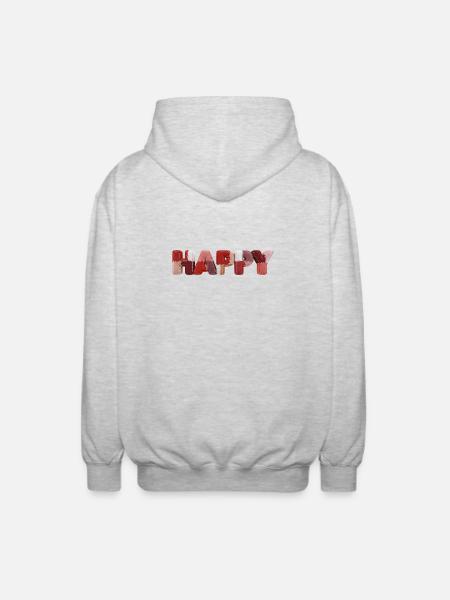 Happy Patchwork Design Stoffflicken Look - Unisex Kapuzenjacke - Hellgrau meliert