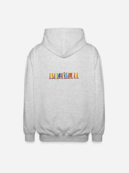 Seaside Holiday Sun Loungers - Unisex Hooded Jacket - light heather grey