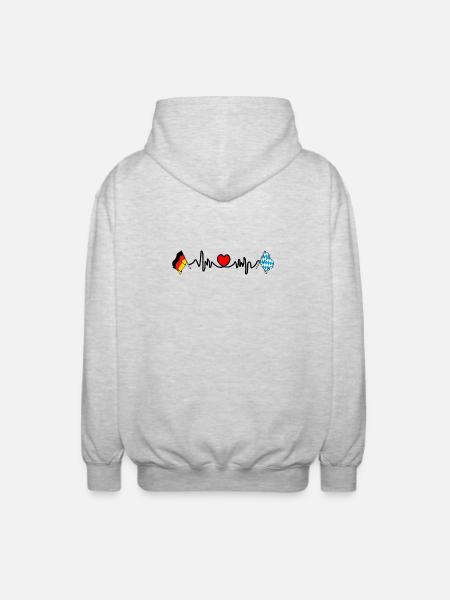 Cardio heart Flag Germany, Bayern - Unisex Hooded Jacket - light heather grey