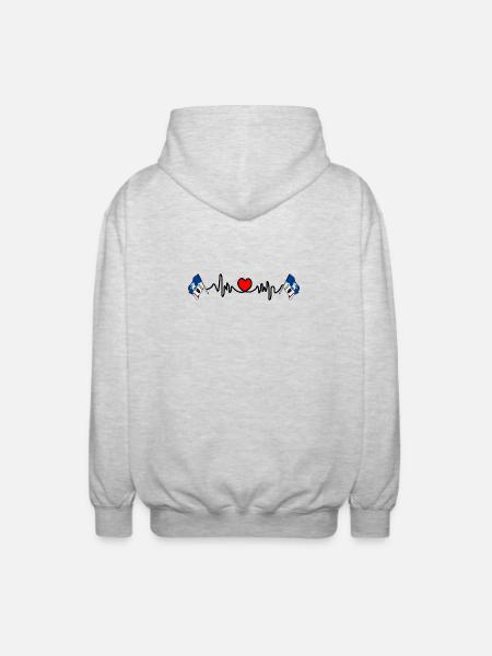 Jämtland Herzfrequenz-Design - Unisex Kapuzenjacke - Hellgrau meliert
