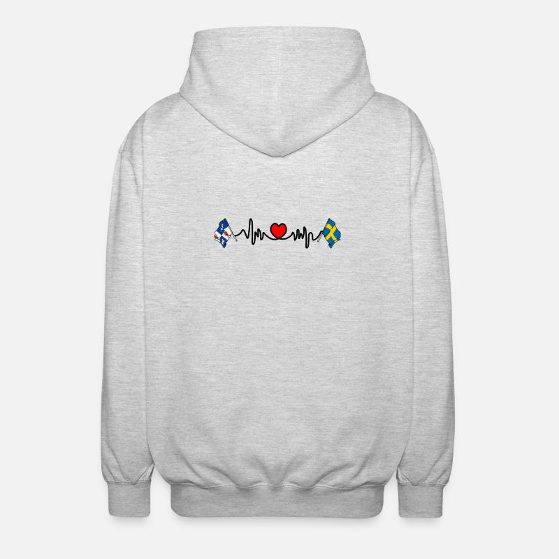 Herzfrequenz-Hotline Norrbotten & Schweden - Unisex Kapuzenjacke - Hellgrau meliert