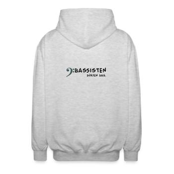 Bassists are allowed to - Unisex Hooded Jacket - light heather grey - Back - AI Model Male 185 light (185cm)