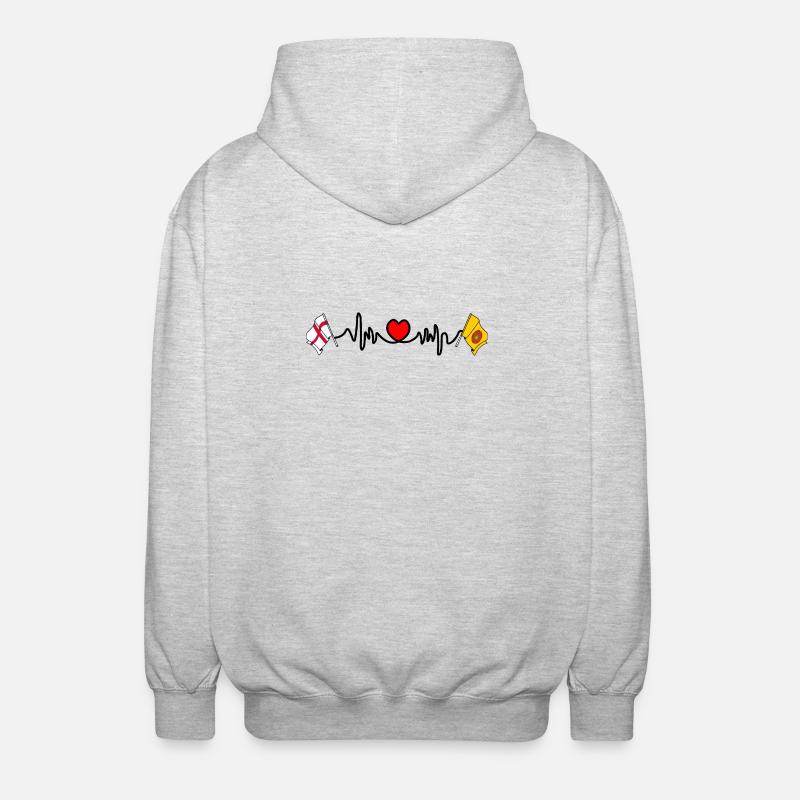 Lancashire- und England-Herzfrequenz - Unisex Kapuzenjacke - Hellgrau meliert