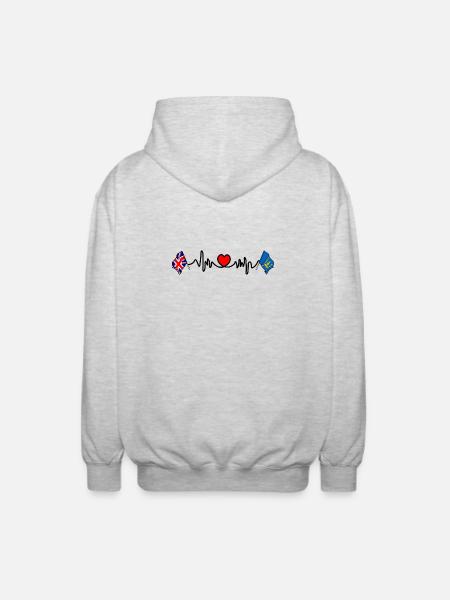 Suffolk & Great Britain Heartbeat - Unisex Hooded Jacket - light heather grey