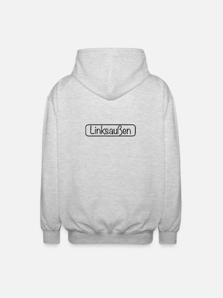 Linksaußen Schriftzug (Schwarz) - Unisex Kapuzenjacke - Hellgrau meliert