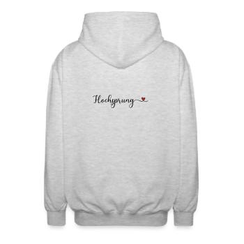 Hochsprung - Unisex Kapuzenjacke - Hellgrau meliert - Hinten - AI Model Male 185 light (185cm)