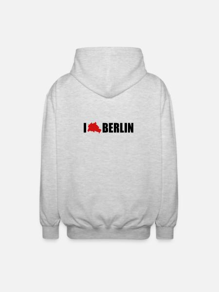 I Love Berlin - Unisex Kapuzenjacke - Hellgrau meliert