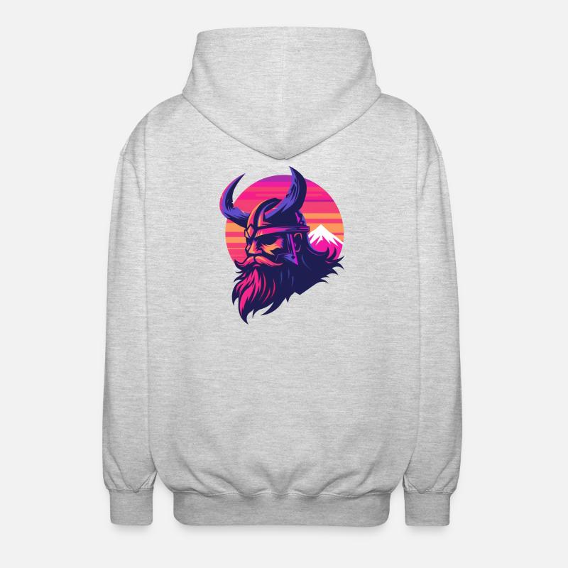 Wikinger Synthwave 3 - Unisex Kapuzenjacke - Hellgrau meliert