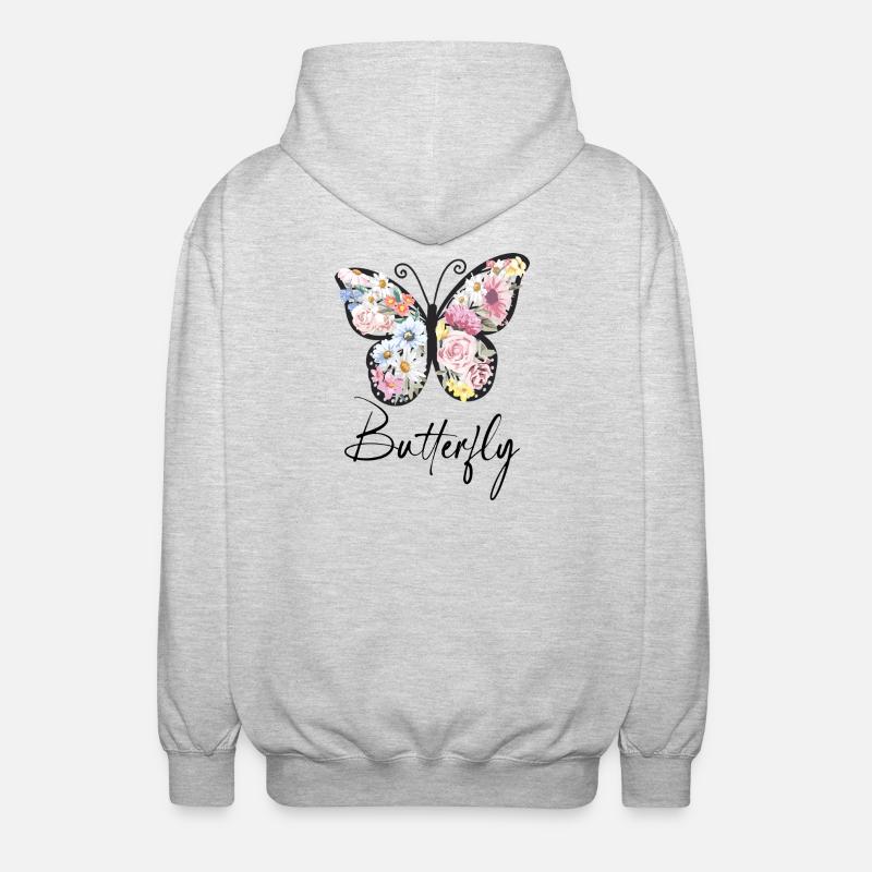 Ailes de Fleur Fleur Papillon - Veste à capuche unisexe - gris clair chiné