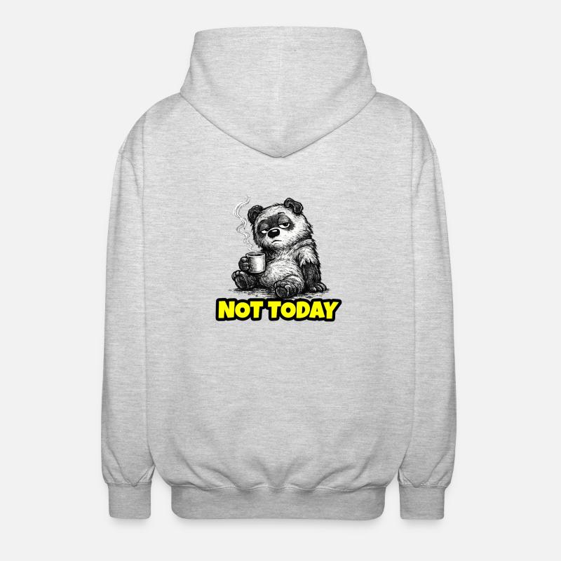 Not Today – Grumpy Bear Coffee (Sketch) - Unisex Kapuzenjacke - Hellgrau meliert