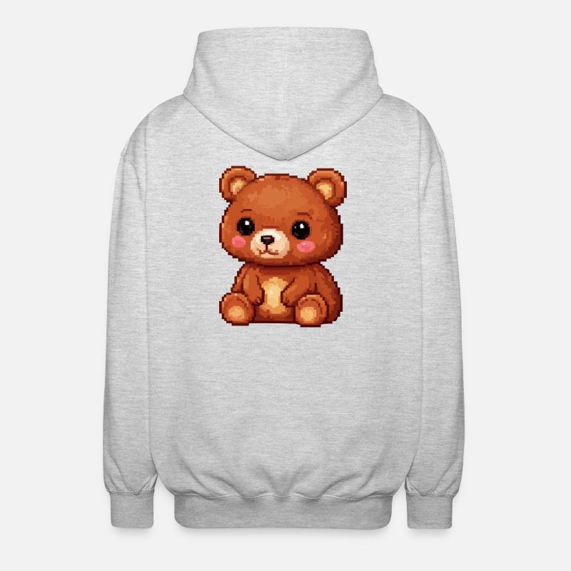 Teddy Bear Pixel Comic - Veste à capuche unisexe - gris clair chiné