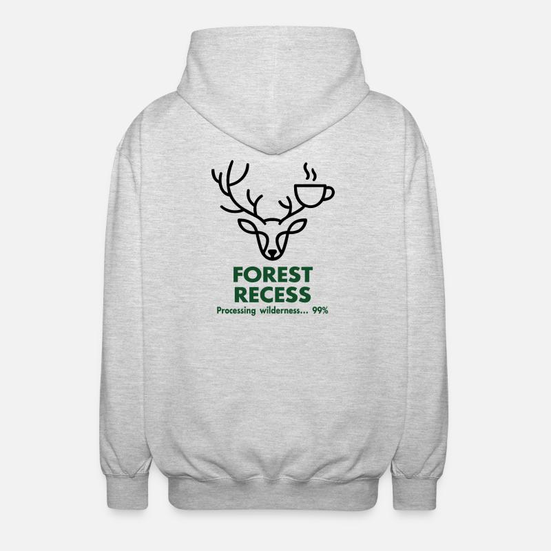 Deer with Cup in Forest - Unisex Hooded Jacket - light heather grey