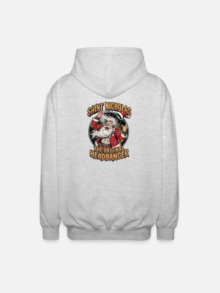 Heavy Metal Santa Claus - Unisex Hooded Jacket - light heather grey