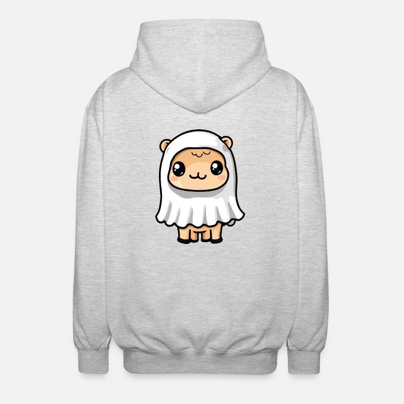 Camel Halloween Comic Ghost - Unisex Hooded Jacket - light heather grey