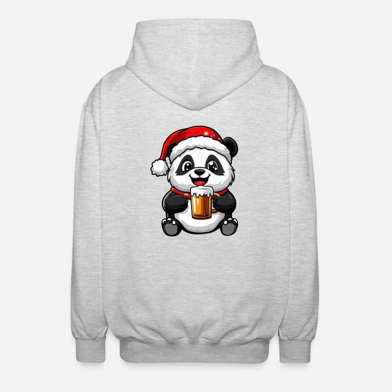 Panda Bière Noël - Veste à capuche unisexe - gris clair chiné