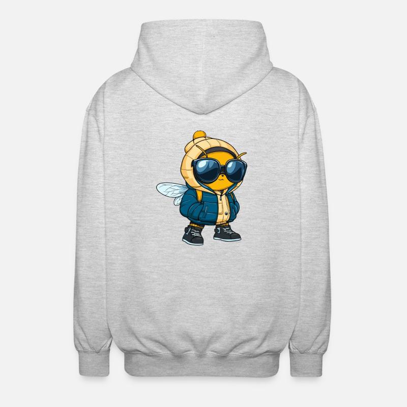 Biene Winter Comic - Unisex Kapuzenjacke - Hellgrau meliert