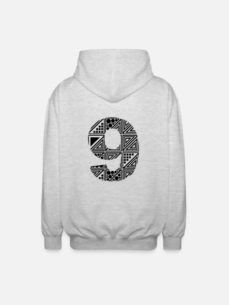 9 number nine - Unisex Hooded Jacket - light heather grey