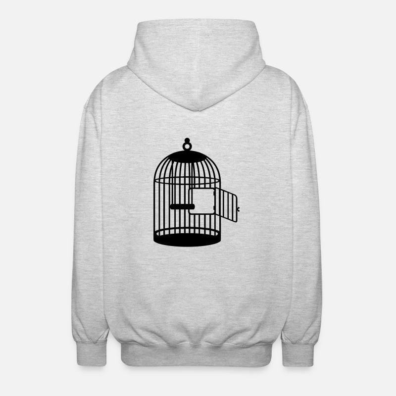 Leerer Käfig / empty cage (1c) - Unisex Kapuzenjacke - Hellgrau meliert
