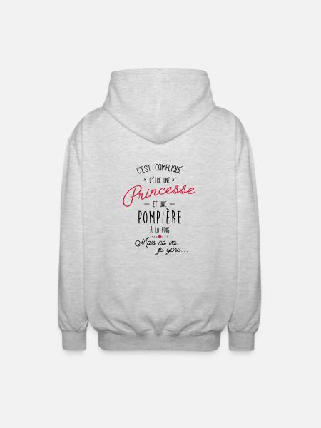 Princesse et pompière - pompier - Veste à capuche unisexe - gris clair chiné